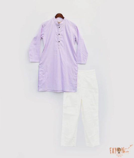 Manufactured by FAYON KIDS (Noida, U.P) Lilac Kurta with Pant for Boys
