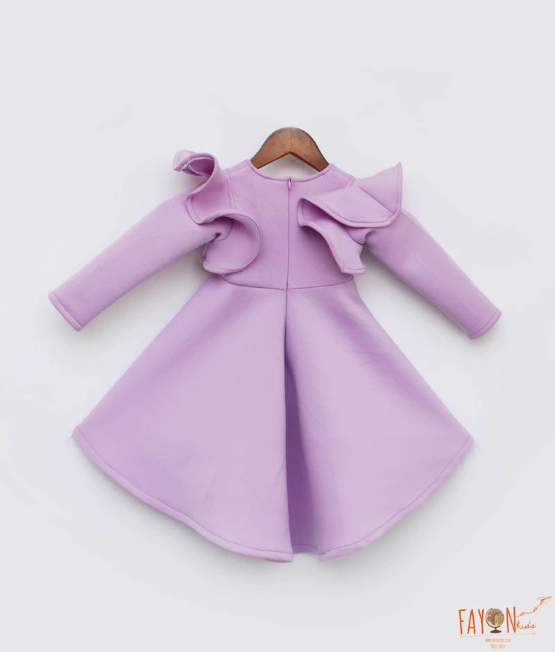 Manufactured by FAYON KIDS (Noida, U.P) Lilac Lycra High Low Dress for Girls