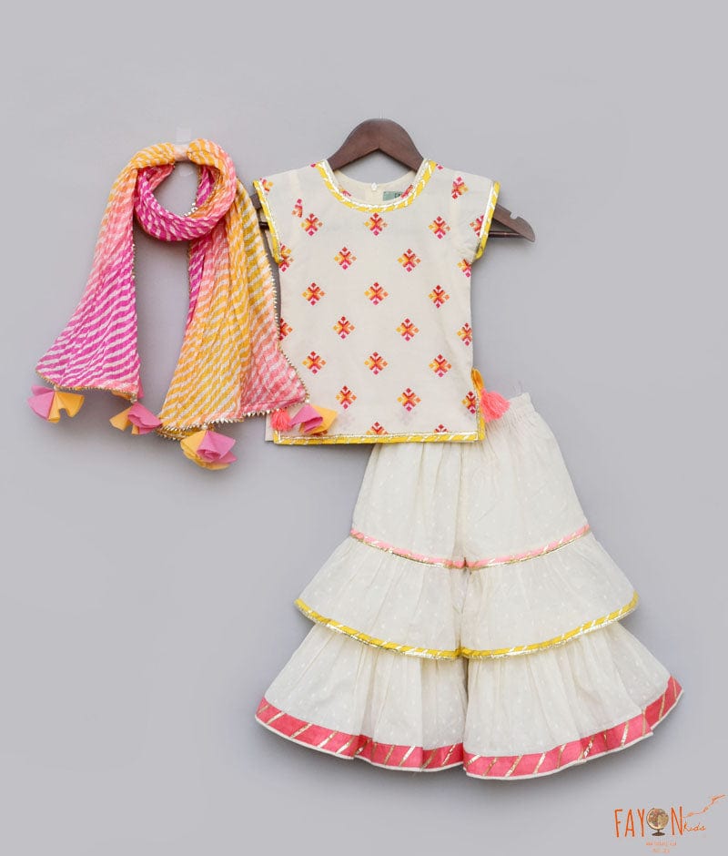 Manufactured by FAYON KIDS (Noida, U.P) Multi Color Booti Sharara with Kurti for Girls