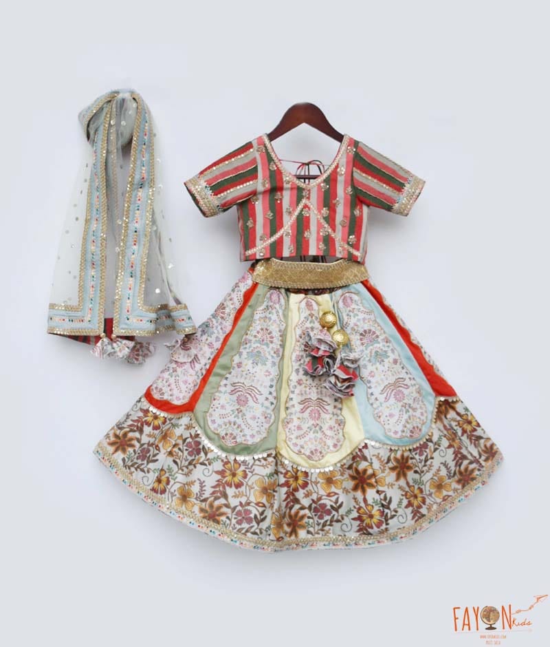 Manufactured by FAYON KIDS (Noida, U.P) Multi Colour Choli with Printed Lehenga for Girls