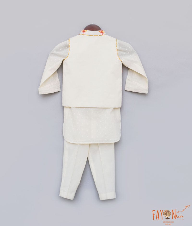 Manufactured by FAYON KIDS (Noida, U.P) Nehru Jacket And Kurta Pant with Multi Colour Booti for Boys