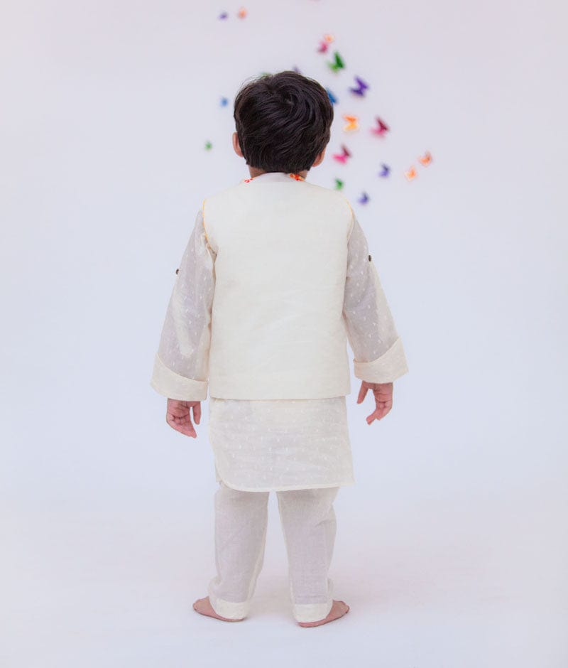 Manufactured by FAYON KIDS (Noida, U.P) Nehru Jacket And Kurta Pant with Multi Colour Booti for Boys