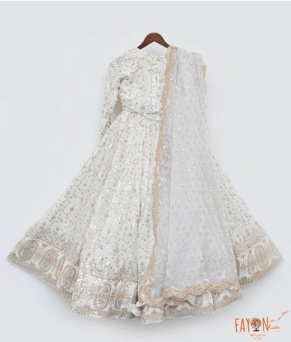 Manufactured by FAYON KIDS (Noida, U.P) Off White Embroidery Choli with Lehenga for Girls