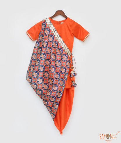 Manufactured by FAYON KIDS (Noida, U.P) Orange Kurti Dhoti Set for Girls