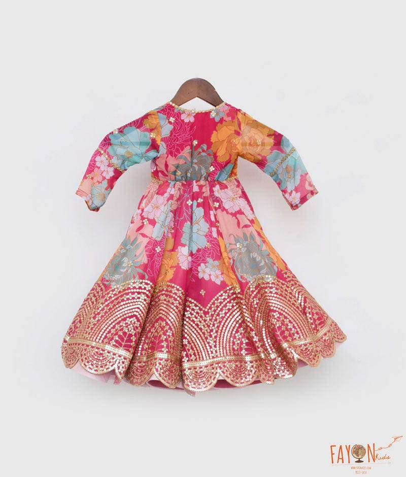 Manufactured by FAYON KIDS (Noida, U.P) Pink Anarkali with Pink Printed Jacket for Girls
