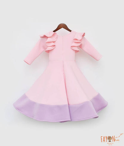 Manufactured by FAYON KIDS (Noida, U.P) Pink and Lilac Lycra Dress for Girls