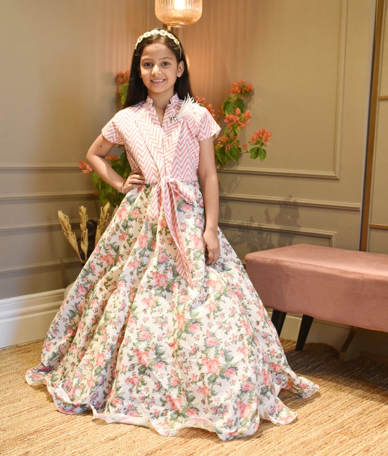 Manufactured by FAYON KIDS (Noida, U.P) Pink Floral Print Lehenga Choli for Girls