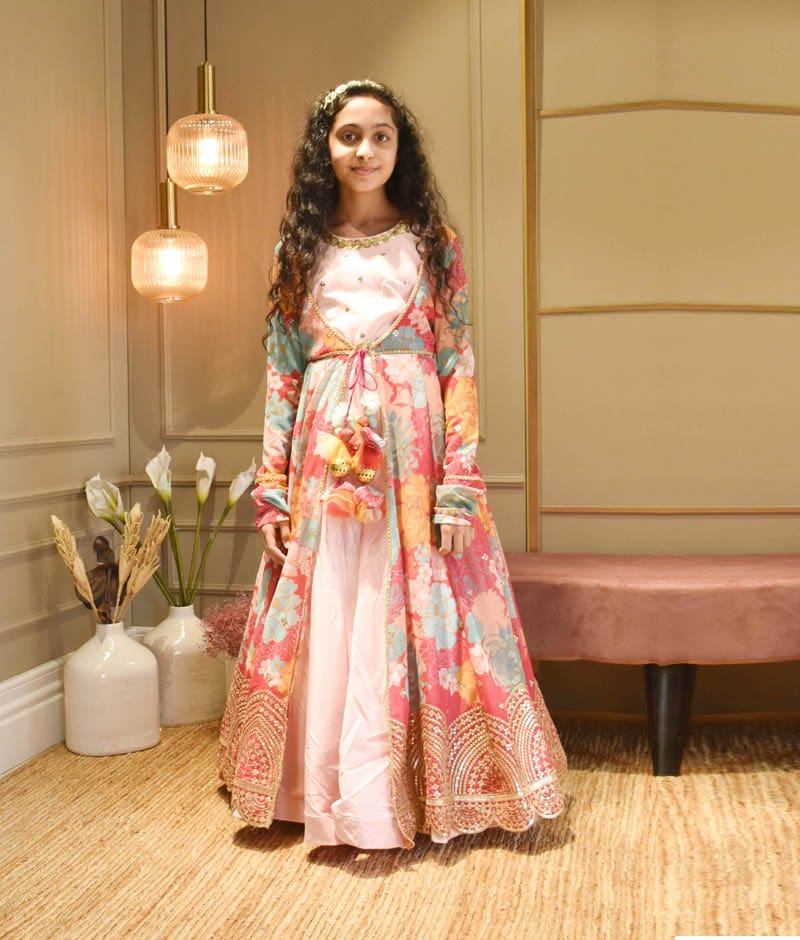 Stylish and designer jacket style Long Gown at Rs.500/Piece in surat offer  by krishna textiles