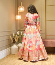 Pink Lehenga Choli Printed Jacket for Girls