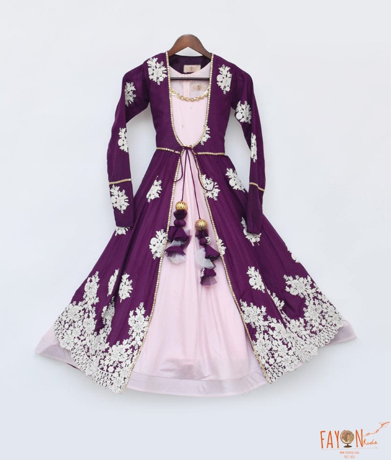 Manufactured by FAYON KIDS (Noida, U.P) Pink One Piece with Wine Jacket for Girls