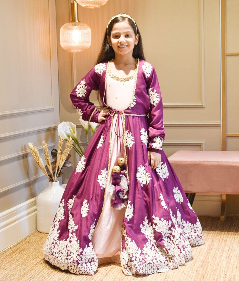 Pink One Piece with Purple Jacket for Girls - Main Image