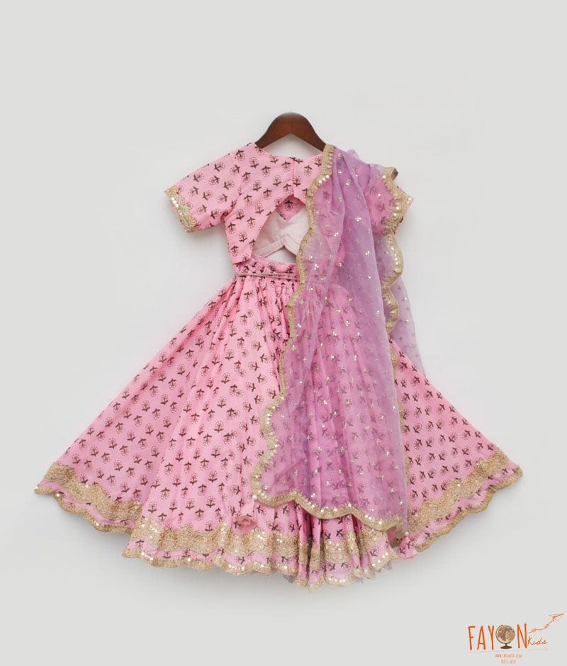 Manufactured by FAYON KIDS (Noida, U.P) Pink Printed Lehenga Choli and Organza Dupatta for Girls