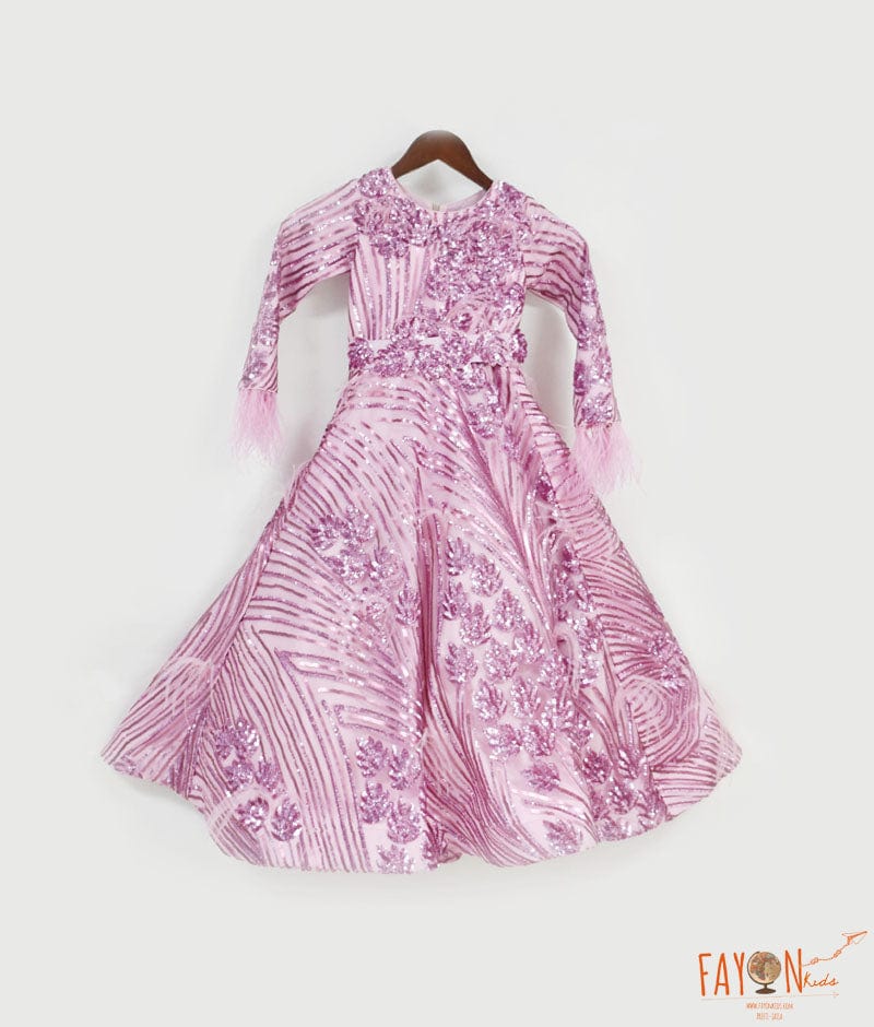 Manufactured by FAYON KIDS (Noida, U.P) Pink Sequence Gown for Girls