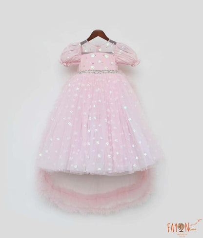Manufactured by FAYON KIDS (Noida, U.P) Pink Star net gown for Girls