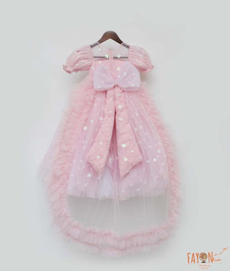 Manufactured by FAYON KIDS (Noida, U.P) Pink Star net gown for Girls