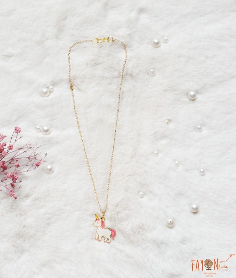 Manufactured by FAYON KIDS (Noida, U.P) Pink & White Unicorn Pendant for Girls
