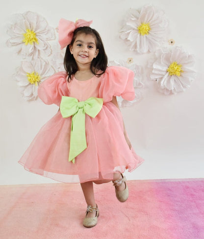Manufactured by FAYON KIDS (Noida, U.P) Preach Organza Dress for Girls
