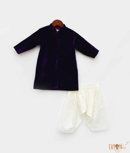 Manufactured by FAYON KIDS (Noida, U.P) Purple Velvet Achkan for Boys