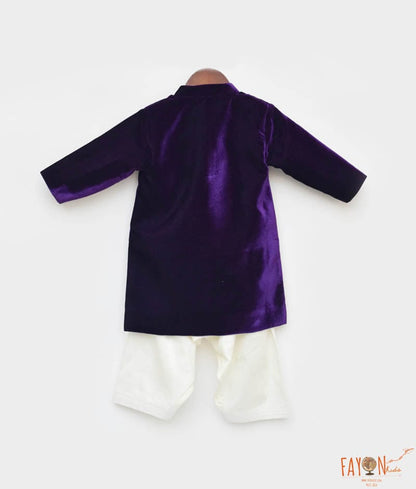 Manufactured by FAYON KIDS (Noida, U.P) Purple Velvet Achkan for Boys