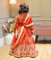 Manufactured by FAYON KIDS (Noida, U.P) Red Embroidery Anarkali for Girls