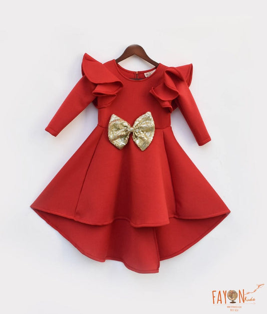 Manufactured by FAYON KIDS (Noida, U.P) Red Neoprene Dress For Girls