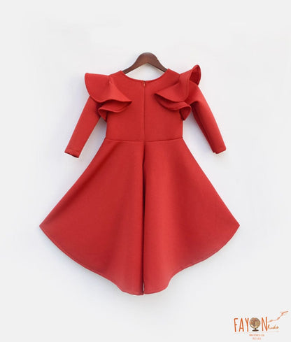 Manufactured by FAYON KIDS (Noida, U.P) Red Neoprene Dress For Girls