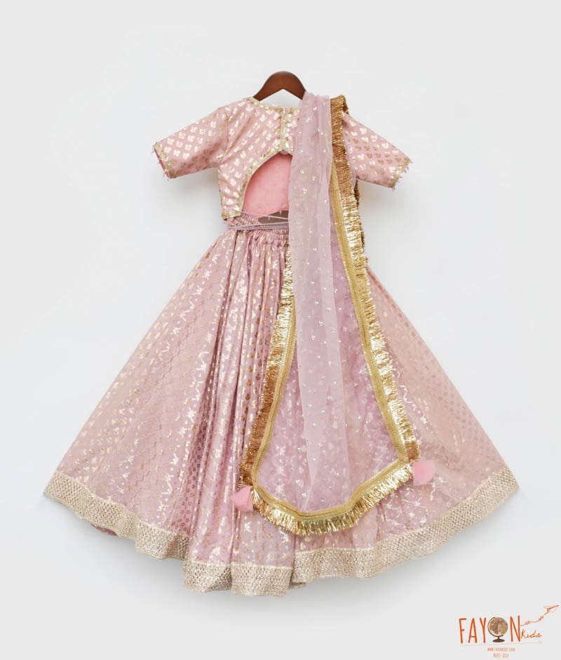 Manufactured by FAYON KIDS (Noida, U.P) Rose Pink Chanderi Lehenga Choli for Girls