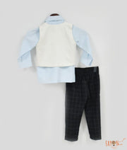 Manufactured by FAYON KIDS (Noida, U.P) White Waist Coat with Shirt and Check Pants for Boys