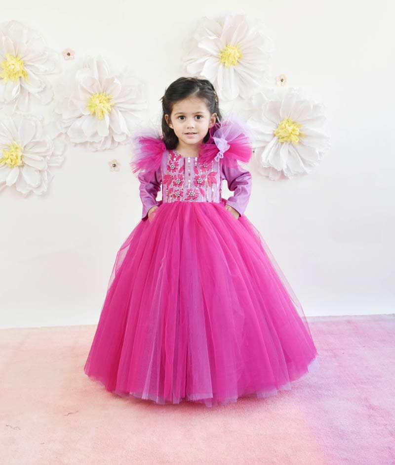 XMMSWDLA Toddler Girl Clothes Girls Lace Embroidery Flowers Net Yarn  Temperament Bowknot Long Sleeve Birthday Party Gown Long Dresses -  Walmart.com