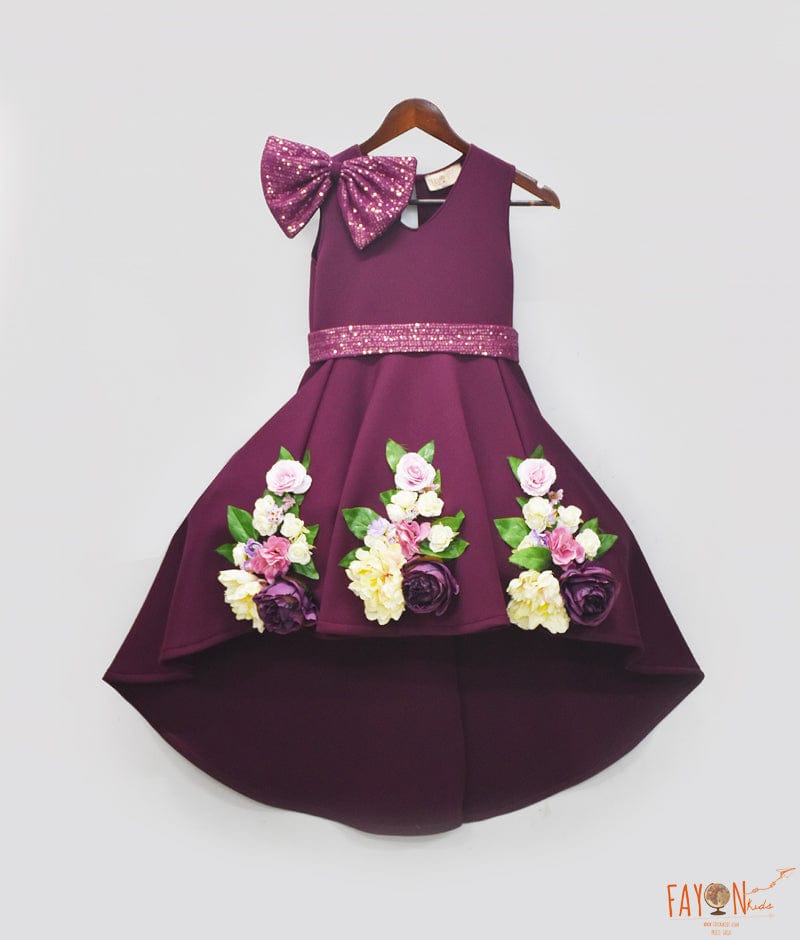 Manufactured by FAYON KIDS (Noida, U.P) Wine Neoprene High Low dress for Girls