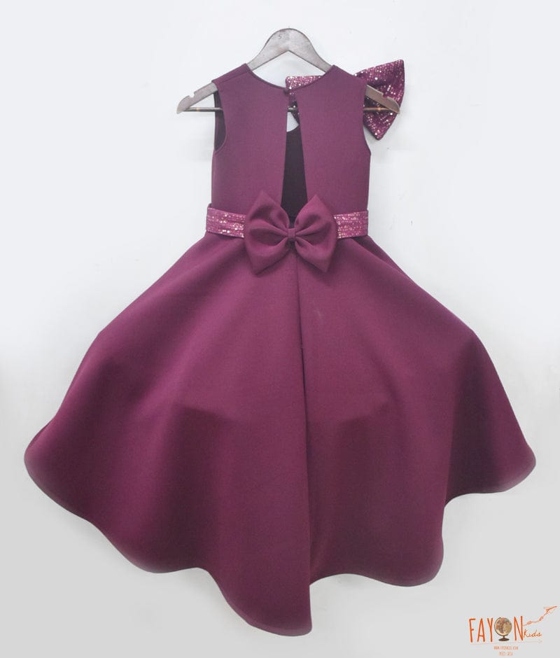 Manufactured by FAYON KIDS (Noida, U.P) Wine Neoprene High Low dress for Girls