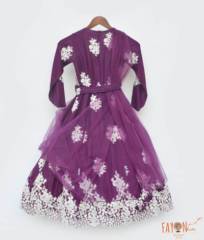 Manufactured by FAYON KIDS (Noida, U.P) Wine Thread Embroidery work Anarkali for Girls