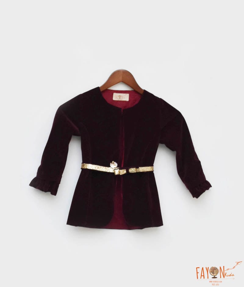 Manufactured by FAYON KIDS (Noida, U.P) Wine Velvet Jacket for Girls